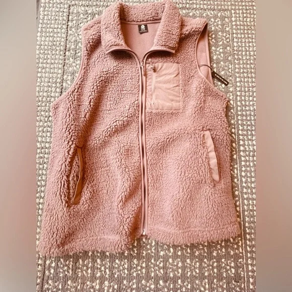 Ladies XL Sherpa Vest Mauve New - Picture 1 of 9